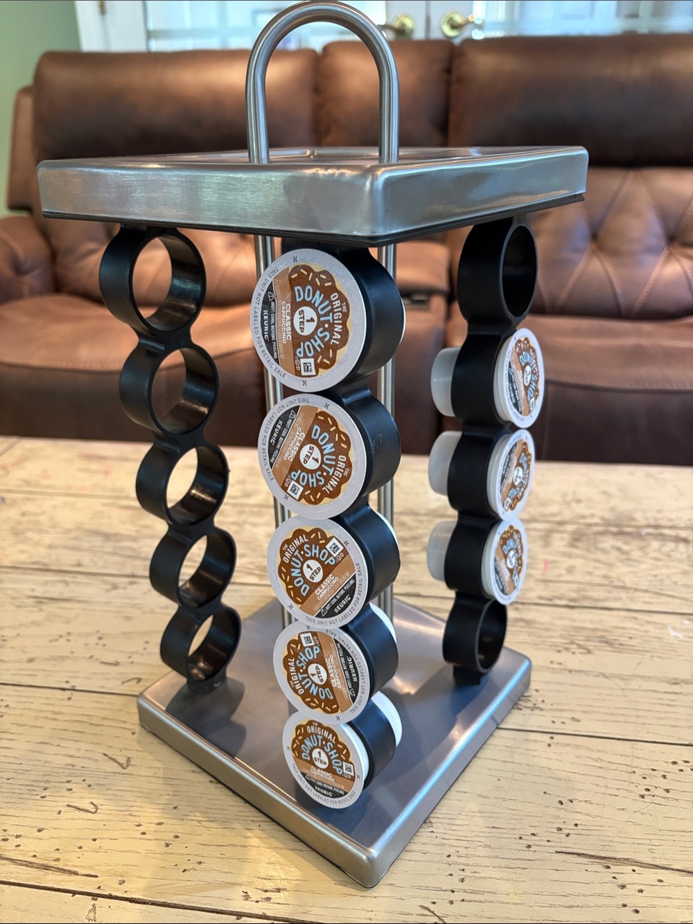 Stainless Steel & Black Carousel Coffee Pod Holder for 20 Pods